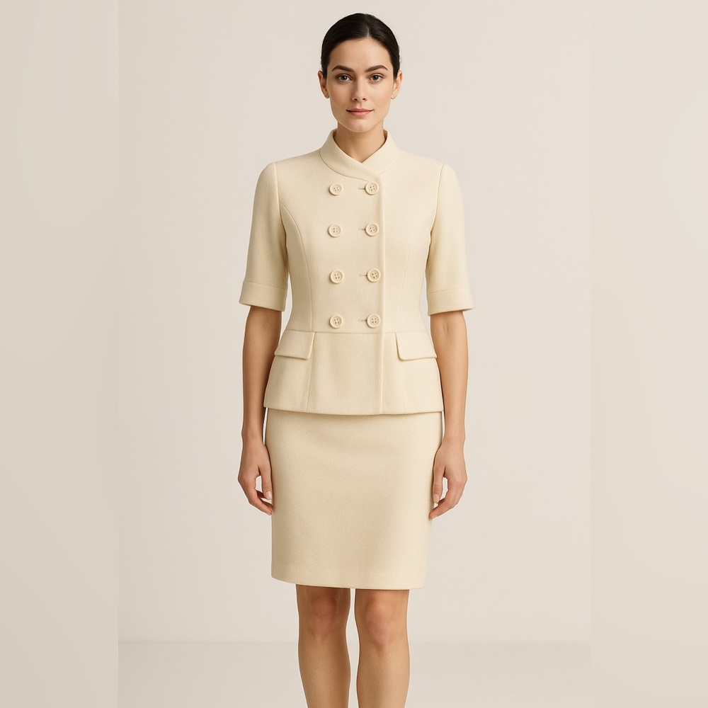 Vera Wang Lavender Label Ivory Double-Breasted Skirt Set